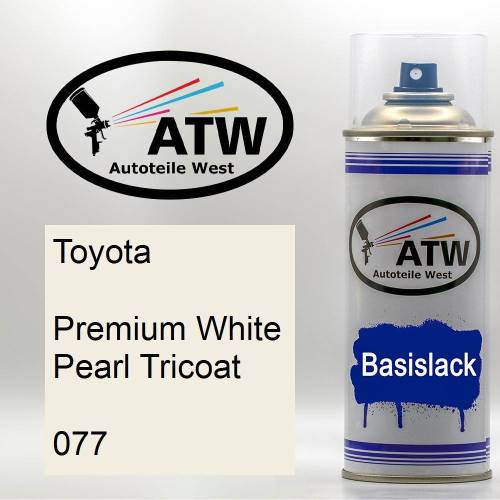 Toyota, Premium White Pearl Tricoat, 077: 400ml Sprühdose, von ATW Autoteile West.